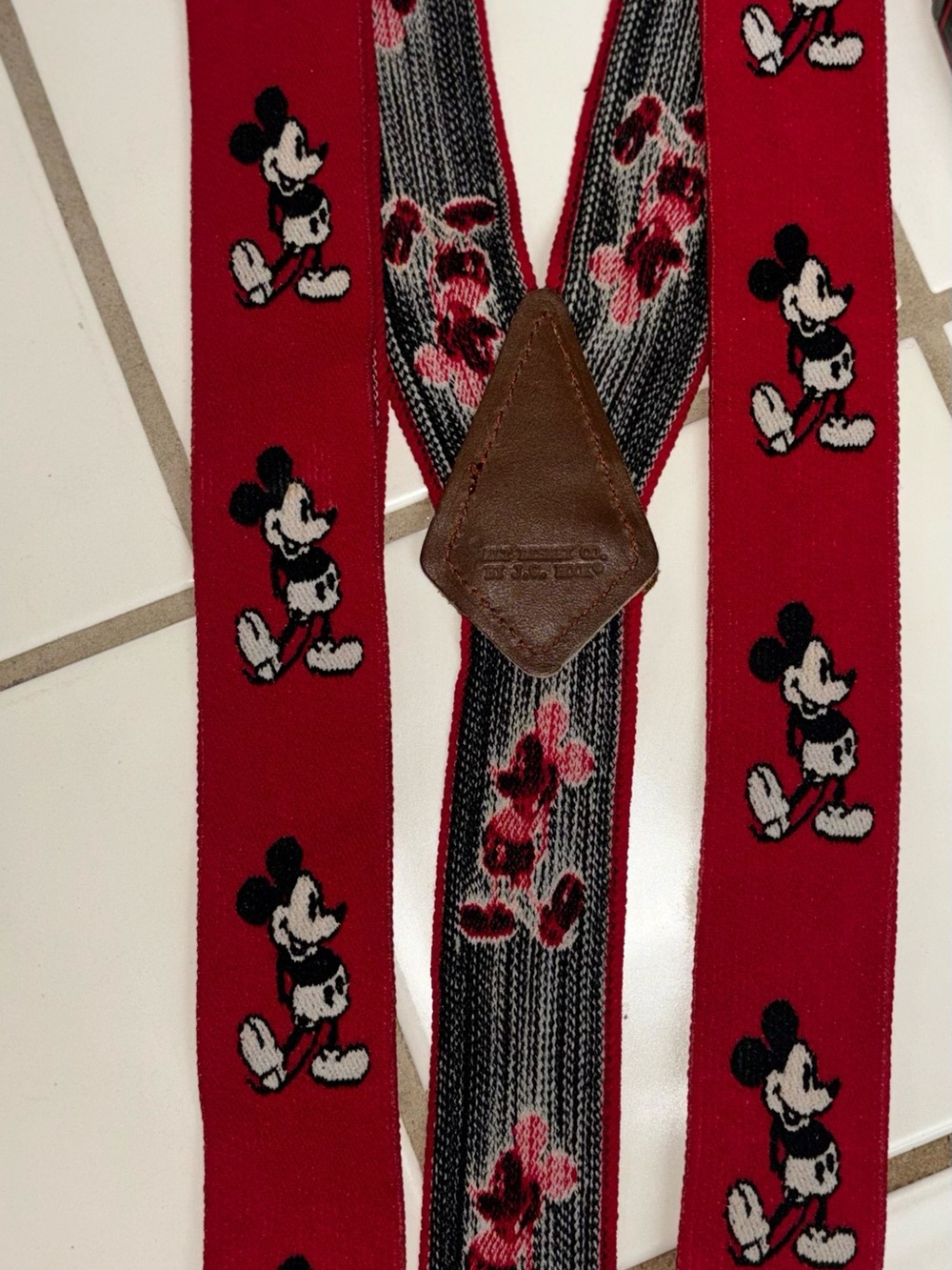 VTG Walt Disney Co. by J.G Hook Mickey Mouse Y-back Embroidered Suspenders EUC